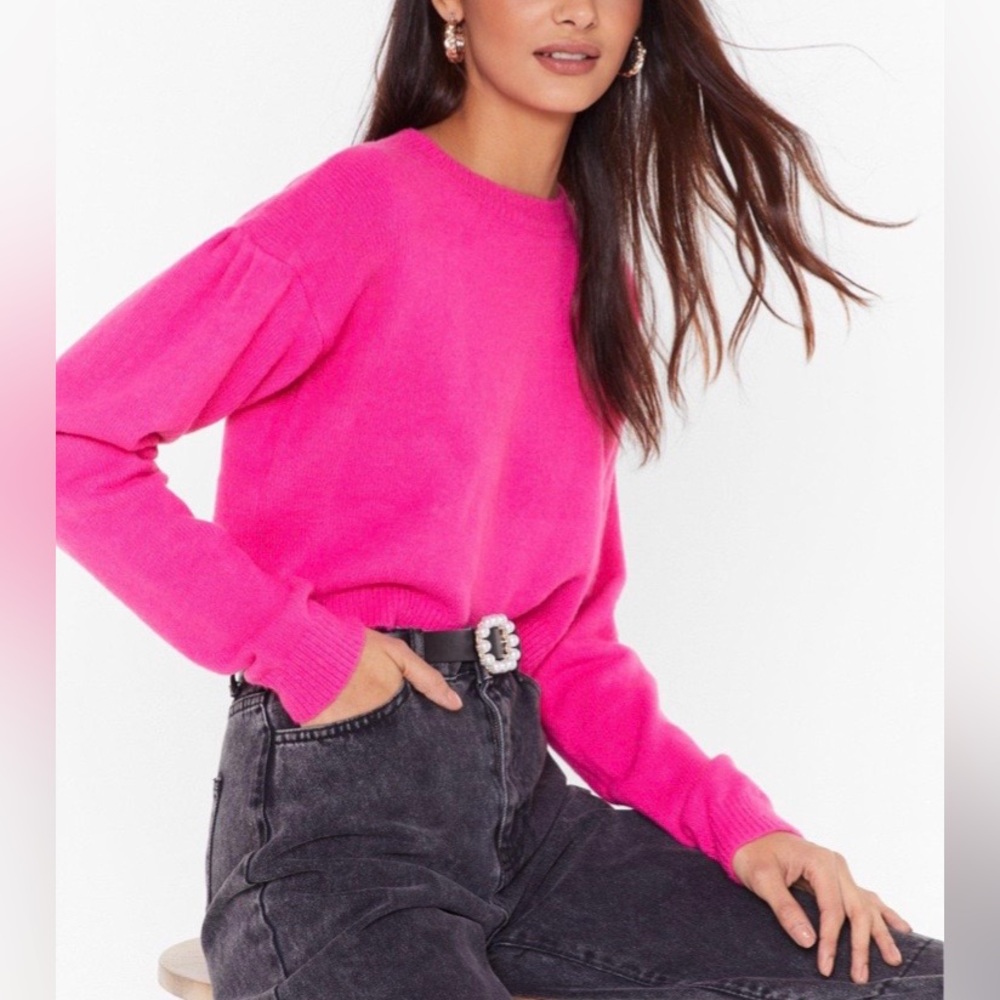 Nasty Gal Hot Pink Cropped Sweater